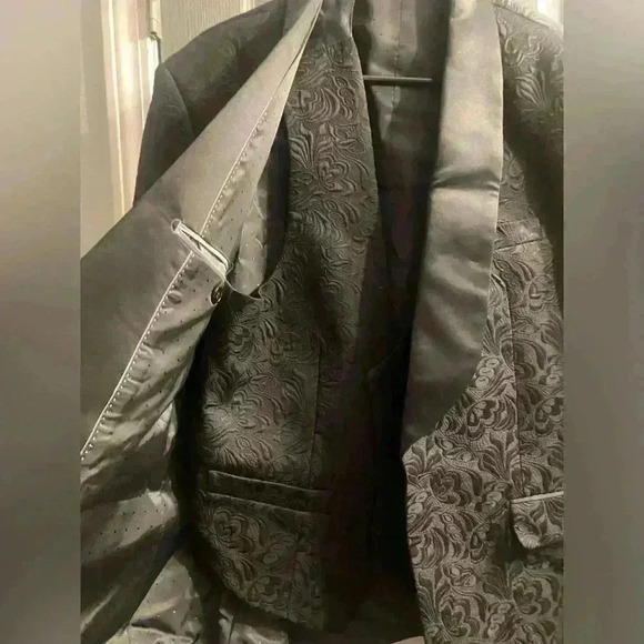 Vinci Philosophy black evening formal wedding vest & jacket with raised design - Picture 1 of 16